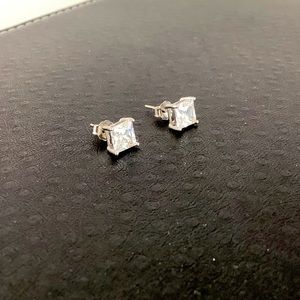 Sterling Silver CZ Stud Earrings - 1/2”